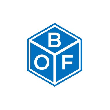 Siyah arkaplanda BOF harf logosu tasarımı. BOF yaratıcı harflerin baş harfleri logo kavramı. BOF harf tasarımı.