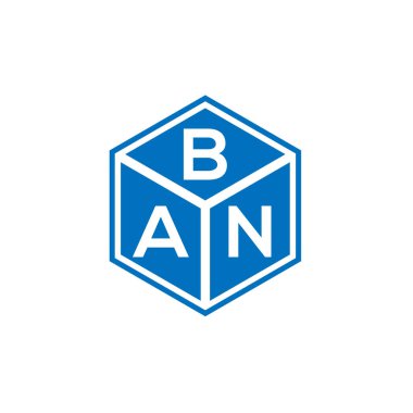 Siyah arka planda BAN harf logosu tasarımı. BAN yaratıcı harflerin baş harfleri logo kavramı. BAN harf tasarımı.