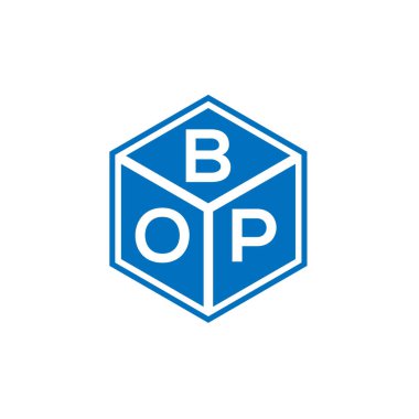 Siyah arka planda BOP harfi logosu tasarımı. BOP yaratıcı harflerin baş harfleri logo kavramı. BOP harf tasarımı.