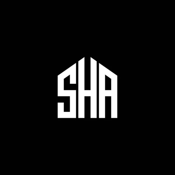 Sha Letter 디자인 Black Background Sha 크리에이티브 이니셜 Sha Sha — 스톡 벡터