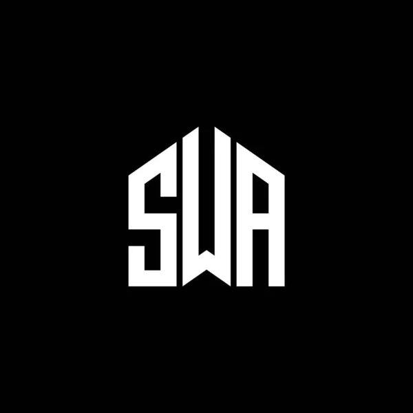 Diseño Del Logotipo Letra Swa Sobre Fondo Negro Swa Iniciales — Vector de stock