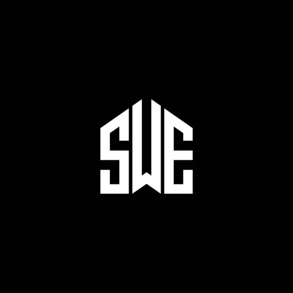 Swe Design Logotipo Carta Fundo Preto Swe Iniciais Criativas Conceito —  Vetores de Stock