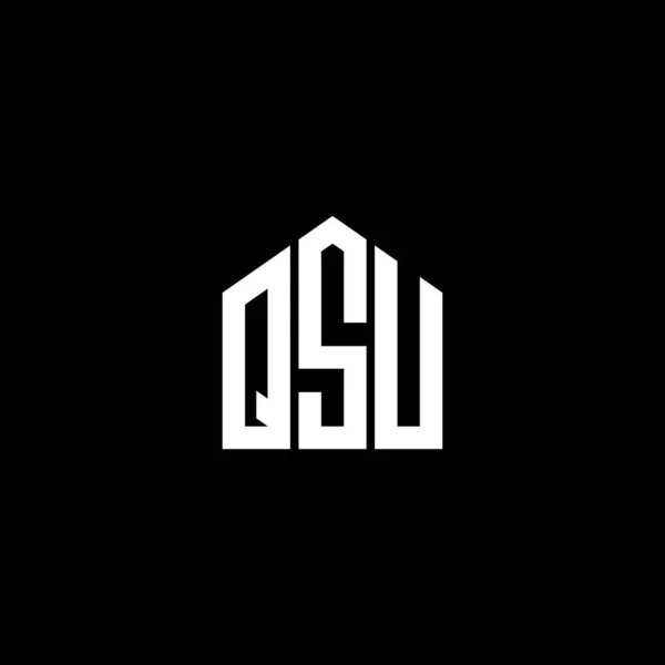 Qsu Letter Logo Ontwerp Black Achtergrond Qsu Creatieve Initialen Letter — Stockvector