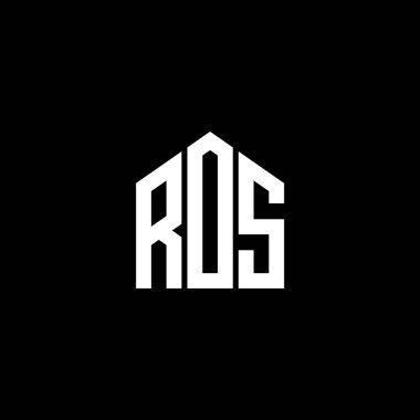 Siyah arka planda ROS harfi logo tasarımı. ROS yaratıcı harflerin baş harfleri logo konsepti. ROS harf tasarımı.