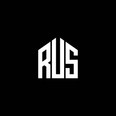 Siyah arka planda RUS harfi logo tasarımı. RUS yaratıcı harfler logosu konsepti. RUS harf dizaynı. RUS harf logosu tasarımı. Siyah arka planda. RUS yaratıcı harfler logosu konsepti. RUS harf tasarımı. RUS harfi logo tasarımı.