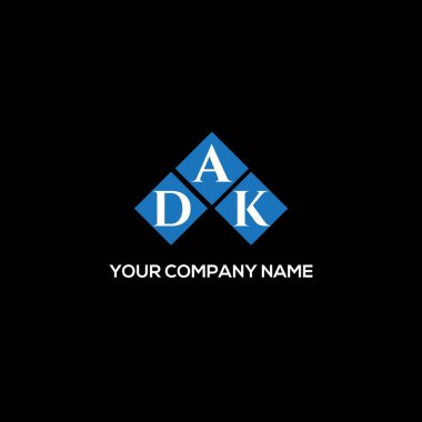Siyah arka planda DAK harf logosu tasarımı. DAK yaratıcı harflerin baş harfleri logo kavramı. DAK harf tasarımı.