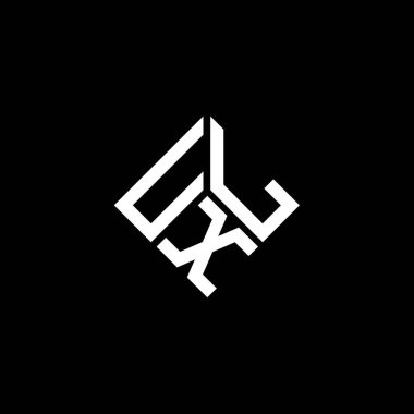 Siyah arkaplanda ULX harf logosu tasarımı. ULX yaratıcı harflerin baş harfleri logo kavramı. ULX harf tasarımı.