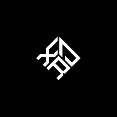 Siyah arka planda XDR harfi logo tasarımı. XDR yaratıcı harflerin baş harfleri logo kavramı. XDR harf tasarımı.