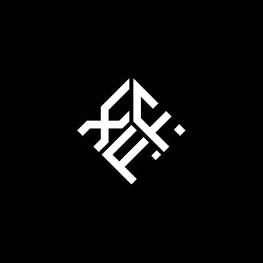 Siyah arkaplanda XFF harf logosu tasarımı. XFF yaratıcı harf logosu konsepti. XFF harf tasarımı.