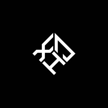 Siyah arkaplanda XJH harf logosu tasarımı. XJH yaratıcı harflerin baş harfleri logo kavramı. XJH harf tasarımı.