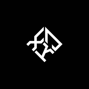 Siyah arkaplanda XJK harf logosu tasarımı. XJK yaratıcı harflerin baş harfleri logo kavramı. XJK harf tasarımı.