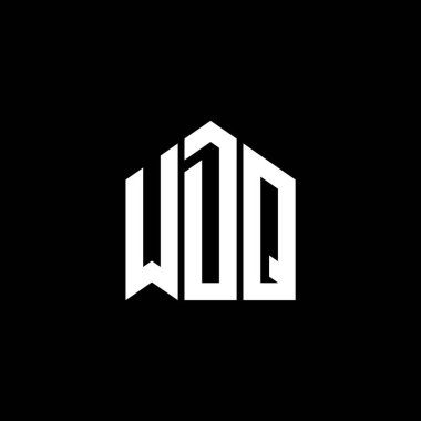 Siyah arka planda WDQ harf logosu tasarımı. WDQ yaratıcı harflerin baş harfleri logo kavramı. WDQ harf tasarımı.