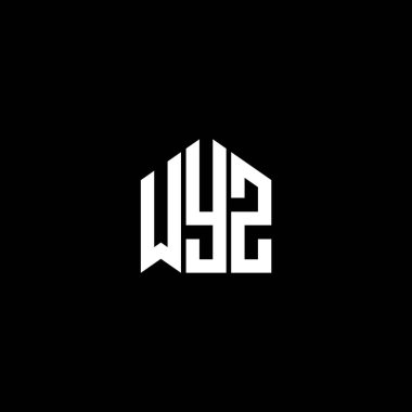 Siyah arka planda WYZ harf logosu tasarımı. WYZ yaratıcı harflerin baş harfleri logo kavramı. WYZ harf tasarımı.