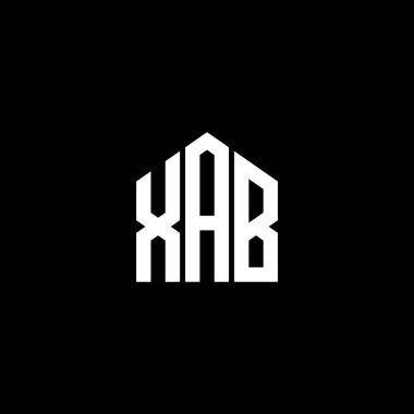 Siyah arka planda XAB harfi logo tasarımı. XAB yaratıcı harf logosu konsepti. XAB harf tasarımı.