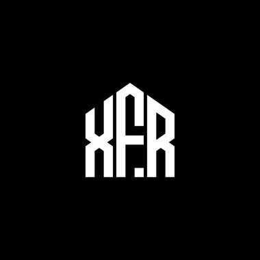 Siyah arka planda XFR harf logosu tasarımı. XFR yaratıcı harflerin baş harfleri logo kavramı. XFR harf tasarımı.