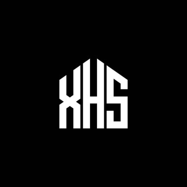 Siyah arkaplanda XHS harf logosu tasarımı. XHS yaratıcı harf logosu konsepti. XHS harf tasarımı.