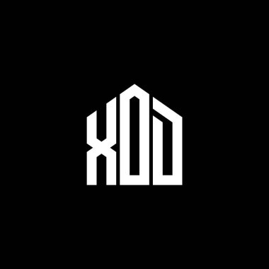 Siyah arka planda XOD harf logosu tasarımı. XOD yaratıcı harf logosu konsepti. XOD harf tasarımı.