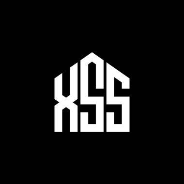 Siyah arka planda XSS harf logosu tasarımı. XSS yaratıcı harf logosu konsepti. XSS harf tasarımı.