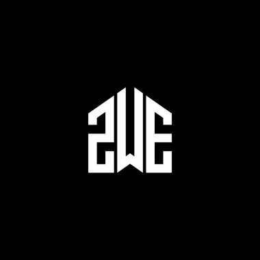 Siyah arka planda ZWE harfi logo tasarımı. ZWE yaratıcı harfler logosu konsepti. ZWE harf tasarımı.