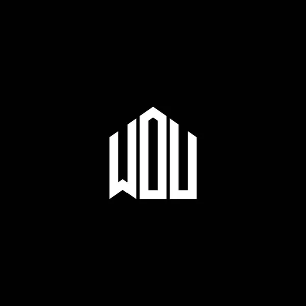 Diseño Del Logotipo Letra Wou Sobre Fondo Negro Wou Iniciales — Vector de stock