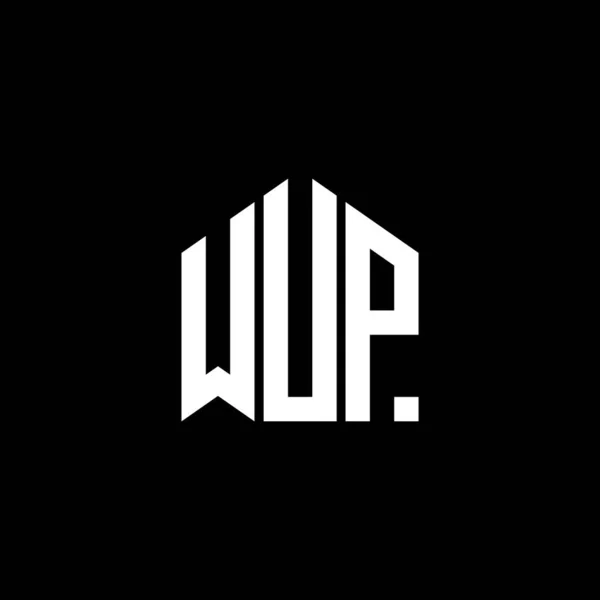Wup Brev Logotyp Design Svart Bakgrund Wup Kreativa Initialer Brev — Stock vektor