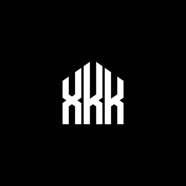 Siyah Arkaplanda Xkk Harf Logosu Tasarımı Xkk Yaratıcı Harflerin Baş — Stok Vektör