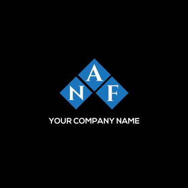 Siyah arka planda NAF harf logosu tasarımı. NAF yaratıcı harf logosu konsepti. NAF harf tasarımı.