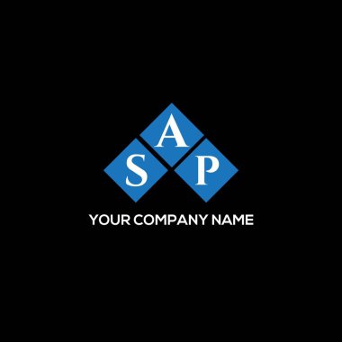 Siyah arka planda SAP harf logosu tasarımı. SAP yaratıcı harflerin baş harfleri logo kavramı. SAP harf tasarımı.