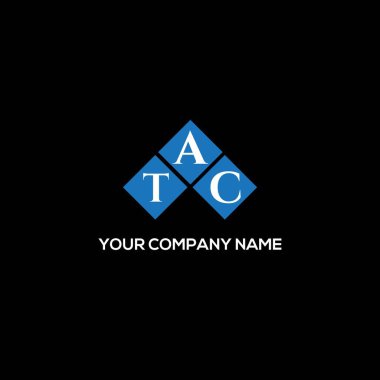 Siyah arka planda taktik harf logosu tasarımı. TAC yaratıcı harf logosu konsepti. TAC harf tasarımı.