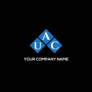 Siyah arka planda UAC harf logosu tasarımı. UAC yaratıcı harflerin baş harfleri logo kavramı. UAC harf tasarımı.