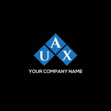 Siyah arkaplanda UAX harf logosu tasarımı. UAX yaratıcı harflerin baş harfleri logo kavramı. UAX harf tasarımı.