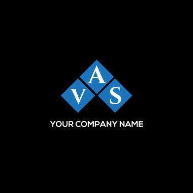 Siyah arka planda VAS harf logosu tasarımı. VAS yaratıcı harflerin baş harfleri logo kavramı. VAS harf tasarımı.