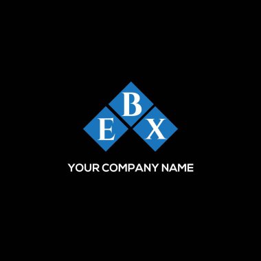 Siyah arkaplanda EBX harf logosu tasarımı. EBX yaratıcı harflerin baş harfleri logo kavramı. EBX harf tasarımı.
