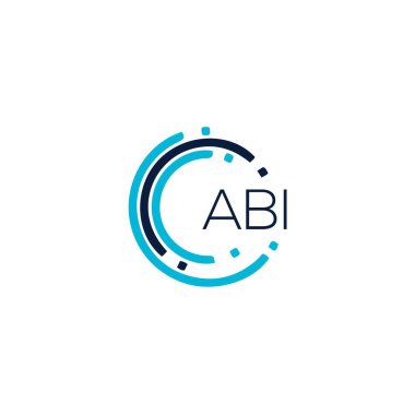 Beyaz arka planda ABI harf logosu tasarımı. ABI yaratıcı harflerin baş harfleri logo kavramı. ABI harf tasarımı.