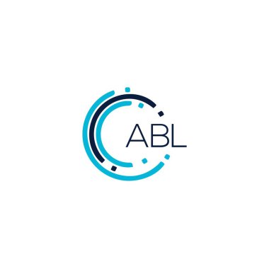 Beyaz arka planda ABL harf logosu tasarımı. ABL yaratıcı harflerin baş harfleri logo kavramı. ABL harf tasarımı.