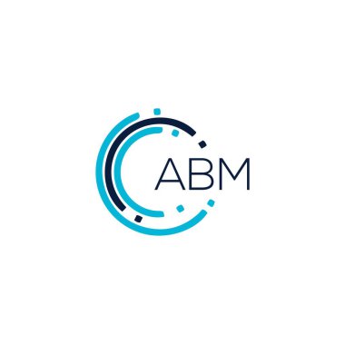 Beyaz arka planda ABM harf logosu tasarımı. ABM yaratıcı harflerin baş harfleri logo kavramı. ABM harf tasarımı.