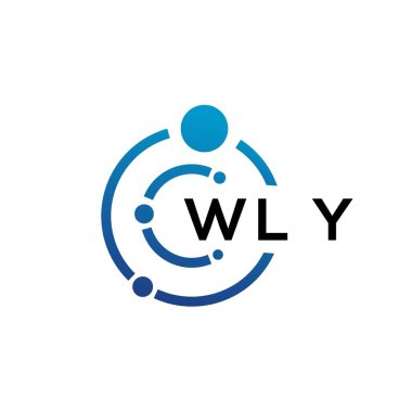 Beyaz arka planda WLY harfli teknoloji logosu tasarımı. WLY yaratıcı baş harfleri IT logosu konsepti. WLY harf tasarımı.
