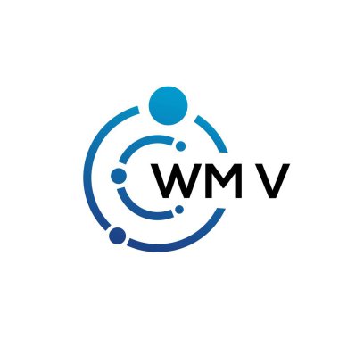 Beyaz arka planda WMV harfli teknoloji logosu tasarımı. WMV yaratıcı harflerin baş harfleri IT logosu konsepti. WMV harf tasarımı.