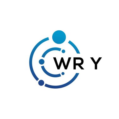Beyaz arka planda WRY harfli teknoloji logosu tasarımı. Yaratıcı harflerin baş harfleri IT logosu konsepti. WRY harf tasarımı.