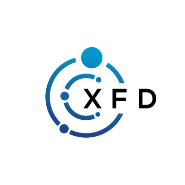 Beyaz arka planda XFD harfli teknoloji logosu tasarımı. XFD yaratıcı baş harfleri IT logosu konsepti. XFD harf tasarımı.