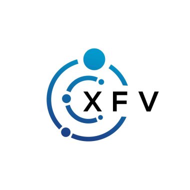 Beyaz arka planda XFV harfli teknoloji logosu tasarımı. XFV yaratıcı baş harfleri IT logosu konsepti. XFV harf tasarımı.