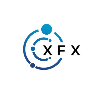 Beyaz arka planda XFX harfli teknoloji logosu tasarımı. XFX yaratıcı baş harfleri IT logosu konsepti. XFX harf tasarımı.