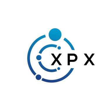 Beyaz arka planda XPX harfli teknoloji logosu tasarımı. XPX yaratıcı baş harfleri IT logosu konsepti. XPX harf tasarımı.