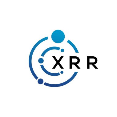 Beyaz arka planda XRR harfli teknoloji logosu tasarımı. XRR yaratıcı baş harfleri IT logosu konsepti. XRR harf tasarımı.