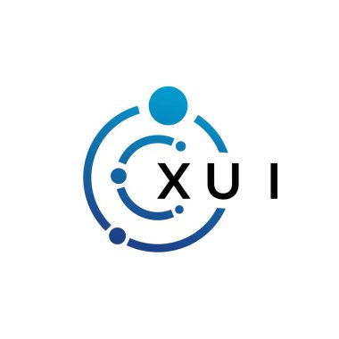 Beyaz arka planda XUI harfli teknoloji logosu tasarımı. XUI yaratıcı baş harfleri IT logosu konsepti. XUI harf tasarımı.