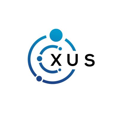 Beyaz arka planda XUS harfli teknoloji logosu tasarımı. XUS yaratıcı baş harfleri IT logosu konsepti. XUS harf tasarımı.