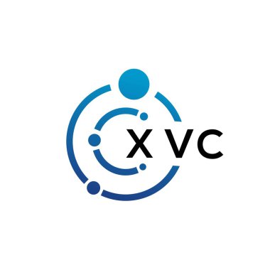 Beyaz arka planda XVC harfli teknoloji logosu tasarımı. XVC yaratıcı baş harfleri IT logosu konsepti. XVC harf tasarımı.
