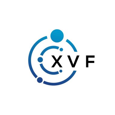 Beyaz arka planda XVF harfli teknoloji logosu tasarımı. XVF yaratıcı baş harfleri IT logosu konsepti. XVF harf tasarımı.