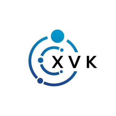 Beyaz arka planda XVK harfli teknoloji logosu tasarımı. XVK yaratıcı baş harfleri IT logosu konsepti. XVK harf tasarımı.