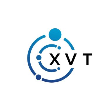 Beyaz arka planda XVT harfli teknoloji logosu tasarımı. XVT yaratıcı baş harfleri IT logosu konsepti. XVT harf tasarımı.
